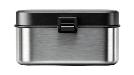 Fototapeta premium Metal Box with Black Lid Brushed Steel Container Storage Case