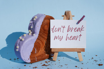 Valentine's Day Don't break my heart wishes saying caption on greeting card Delightful and vibrant...