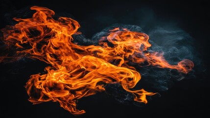 Captivating Dance of Fiery Flames Against the Darkness, A Blaze of Energy