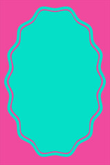 波形の縁取りが特徴的な水色のラベルフレームとピンクの背景 | Wavy Aqua Label Frame on Pink Background