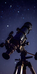 A Telescope Beneath a Starry Night Sky