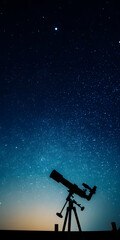 Telescope Under a Starry Night Sky
