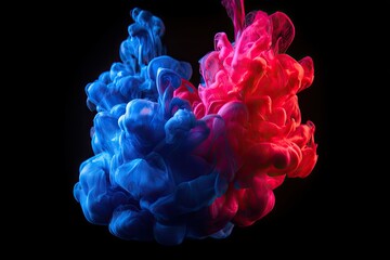 Obraz premium A Symphony of Color Blue and Red Ink Dancing in a Dark Void