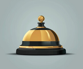 Flat vector illustration of a classic hotel service bell with minimal colors and simple design. Perfect for hospitality-themed graphics, UI elements, or customer service concepts