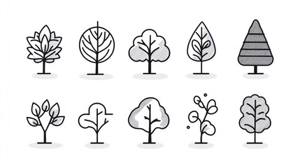 Simple Tree Icons Set - Illustration