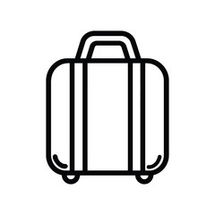 Line Art Suitcase with Handle and Wheels on Transparent Background Minimalist Design