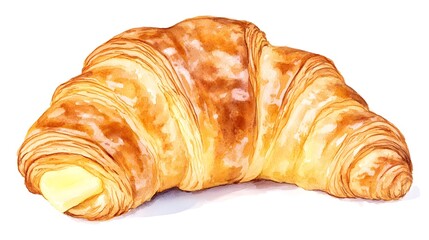 Delicious croissant filled with a buttery yellow spread.
