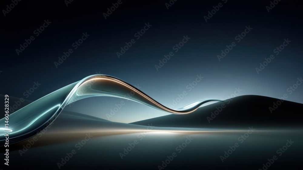 Poster a wave of light capturing the essence of layered quietness and calmness through elegant design and v