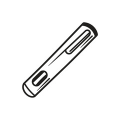 Linear Clip Art of a Test Tube with Liquid on Transparent Background