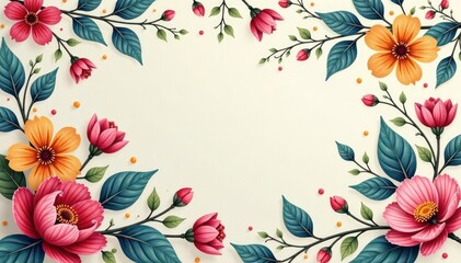 Obraz premium Subtle floral print, continuous flowing lines, line art, repeat