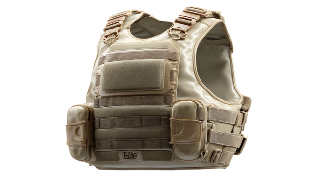 Tactical Vest Military Gear Protective Armor Beige 3D Render  Studio Shot