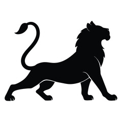 Obraz premium A Lion Stretching After a Long Nap Silhouette Vector