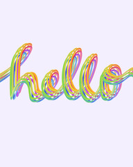 grafity of hello with rainbow arrows textured for greeting card