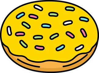 Cheese glazed donut topped with rainbow sprinkles