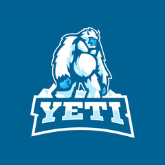 Yeti on iceberg logo design illustration for sport and esport team