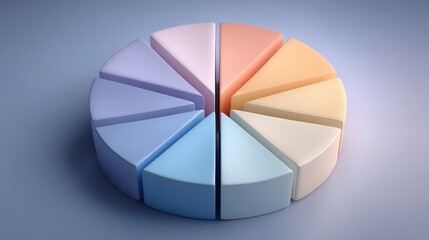 Obraz premium Pastel Colored 3D Pie Chart Data Representation Business Analytics Graphic