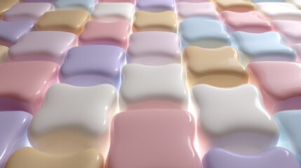 Fototapeta premium Abstract Pastel Colored Shapes Background Soft Shiny 3D Render of Smooth Blocks
