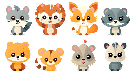 Collection of Cute Animal Character Illustrations for Graphic Design Projects