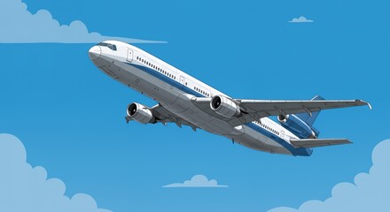 Fototapeta premium Airplane Ascending: A Stunning View of Air Travel