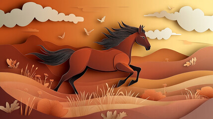 A vibrant horse illustration showcasing dynamic movement