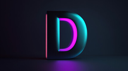 Minimalist letter D in a matte black