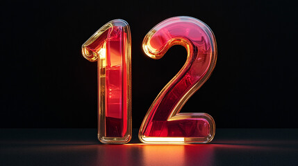 A bold number 12 in deep crimson and gold