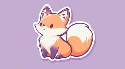 Fox sticker design with adorable a tiny fox