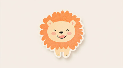 Cute lion sticker featuring a fluffy lion