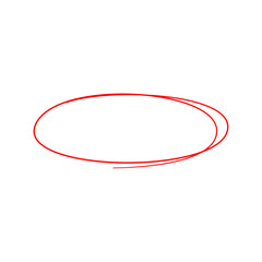 Red Hand Drawn Doodle Oval. Highlight Element Vector Illustration