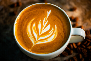 A cup of coffee with latte art.