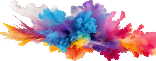 Colorful Abstract Paint Cloud Explosion, Vibrant Horizontal Ink Splash Artwork