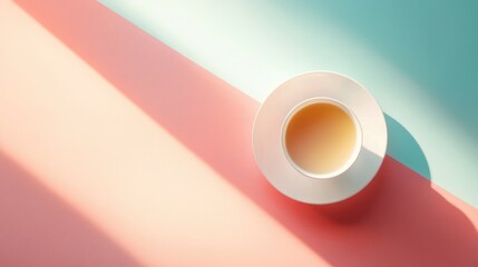 Minimalist Pastel Palette: Tea Cup Still Life in Gentle Morning Light