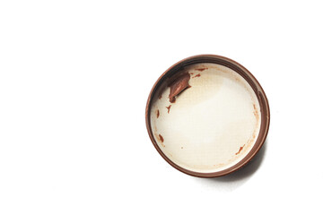 chocolate jam lid with remaining chocolate inside, seen from above