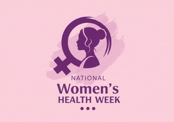 National women's health week logo in purple on a light pink background color