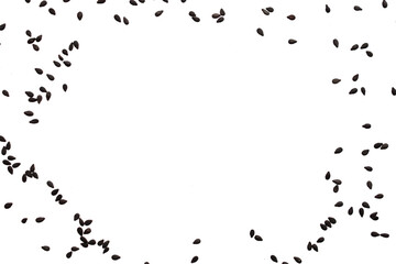 Obraz premium Black sesame seeds isolated on white background