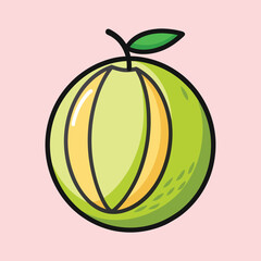 A Vibrant Illustration of a Halved Green Melon with Yellow Interior Segments