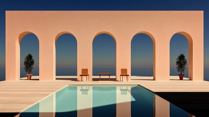 Minimalist Poolside Architecture   Modern Archways  Tranquil Oasis   Luxury Design
