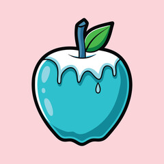 A Delicious Cartoon Illustration of a Blue Candy Apple with White Dripping Glaze