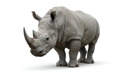Fototapeta premium White Rhino Standing on White Background