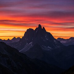 Naklejka premium Fiery Peaks At Twilight 