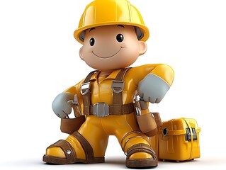 Happy construction worker cartoon