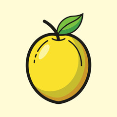 A vibrant illustration of a yellow apple with a green leaf a simple cartoon drawing of a fresh fruit