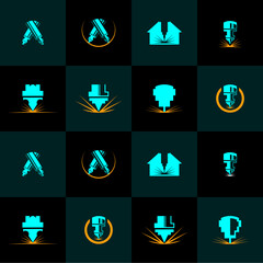laser cutting logo designs, editable laser cutting icons, cnc logo designs, symbols, graphics
