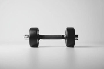 Fototapeta premium Single black dumbbell on a white background