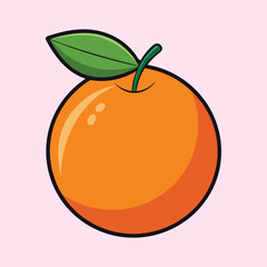 A Vibrant Illustration of a Single Juicy Orange with a Green Leaf