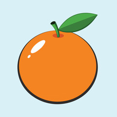 A Vibrant Illustration of a Single Orange Fruit with a Green Leaf