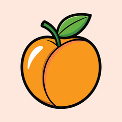 A Juicy and Delicious Peach Illustration Featuring Vibrant Colors and a Cartoonish Style