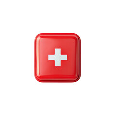 Obraz premium Red First Aid Kit with White Cross - 3D Render