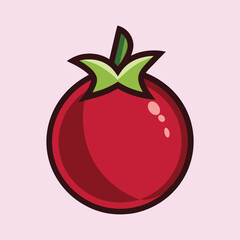 A Vibrant Red Tomato Illustration Simple Cartoon Style Fresh Garden Vegetable Clipart