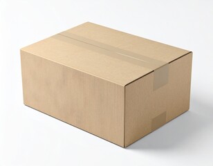 Plain Cardboard Box Mockup On White Background